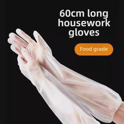 Gants de protection des bras en CPE épais de 60 cm – Gants jetables de qualité alimentaire, imperméables, résistants à l'huile et allongés pour la vaisselle.