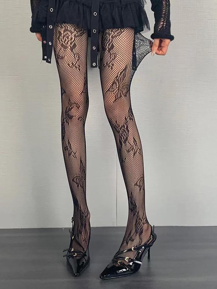 Spicy Y2K Cutout Lace Fishnet Stockings - Spring/Summer