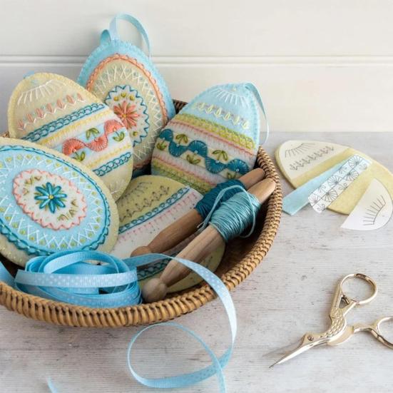 Easter Egg Embroidery Felt Kit DIY Craft Set with Embroidery Design Handmade Felt Easter Egg Ornament