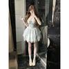 Summer first love sweet wind small flying sleeves lace splicing dress waist princess puffy short skirt floral waist