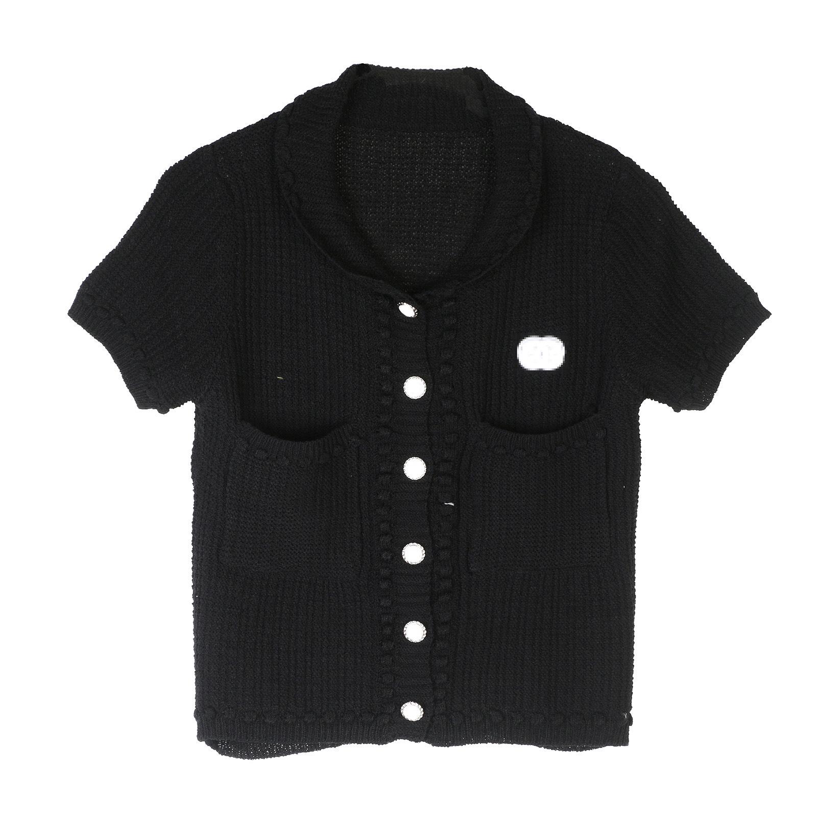 

Французский Ретро Приталенный Вязаный Кардиган с Коротким Рукавом - Стиль Гонконга Large