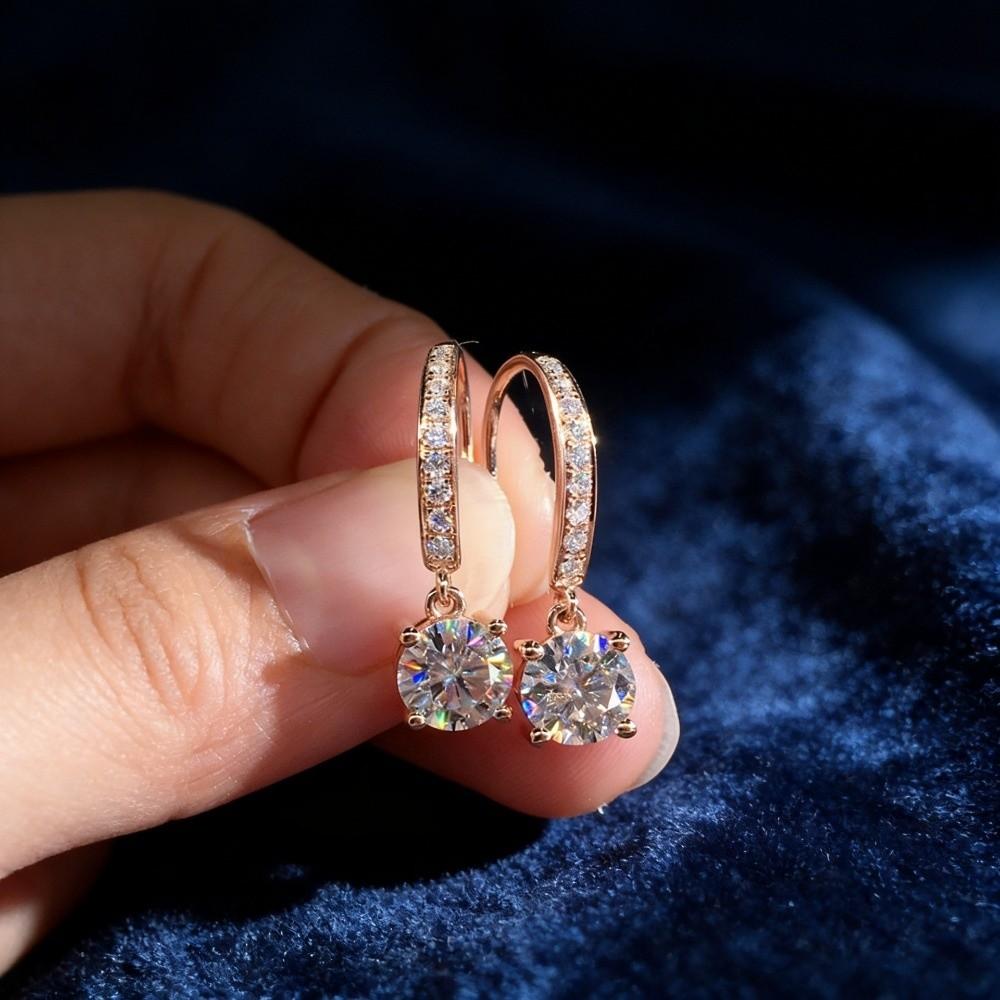 Simple Round Rhinestone Earrings Light Luxury Temperament Round Crystal Ear Studs Shine Xircon Ladies' Ear Accessories Girl