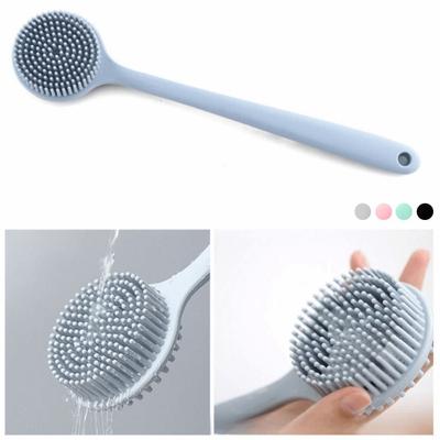 Anti Slip Back Scrubber for Shower Soft Bristles Soft Silicone Back Scrubber Long Handle 15 Inch Dry Brush Men and Women