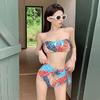 Dopamine Style French Sexy Split Bikini Swimsuit for Small Bust - Hot Spring Seaside Bandeau Swimwear