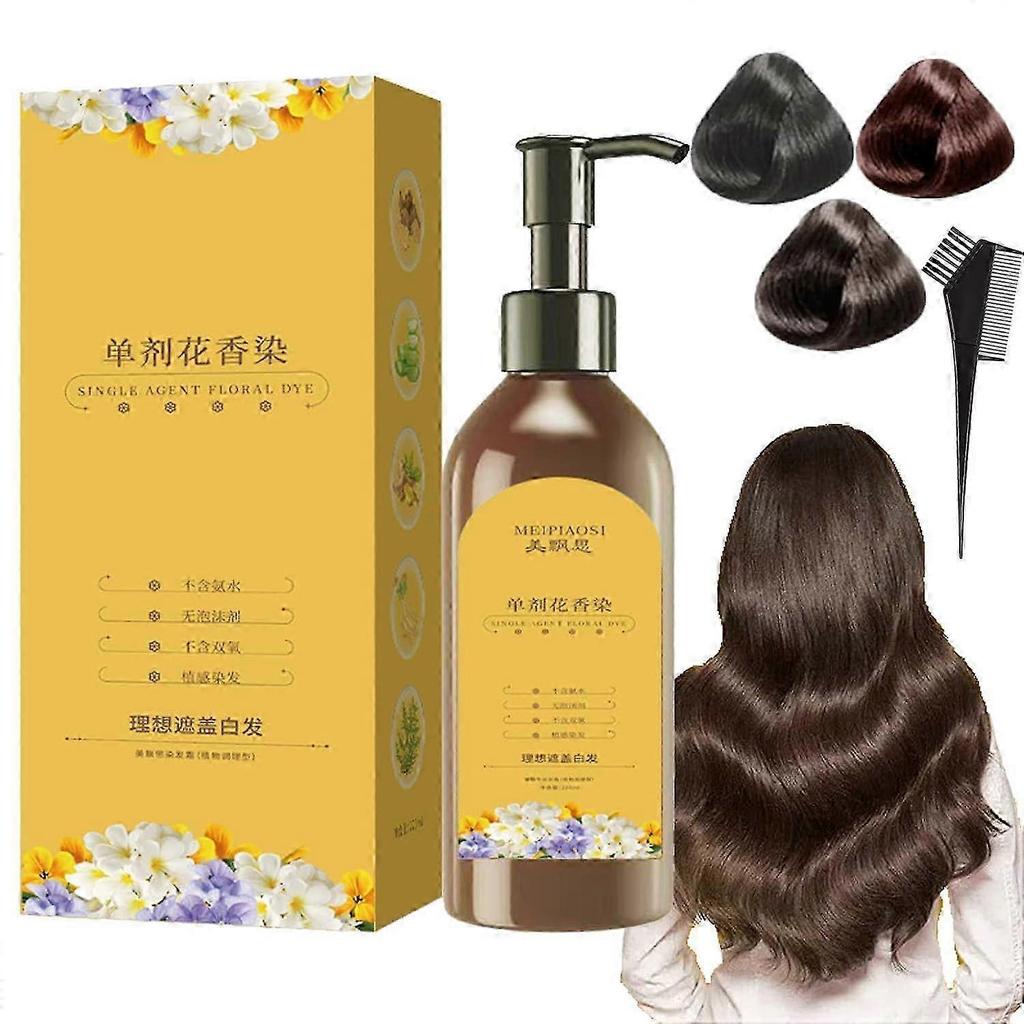 2025 Long Lasting Natural Hair Dye Shampoo,Plant Bubble Hair Dye Shampoo,Plant Single Dose Floral Fragrance Dye,Instant Dye Shampoo for Women & Men