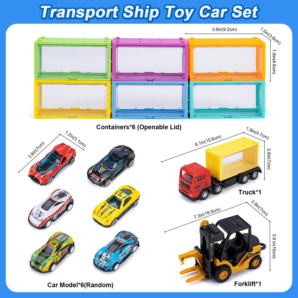 Kids Toys Car Simulation Track Transport Ship Toy with Lights&Music Ship Model Toy Car Parking Container Boys Toys for Kids Gift