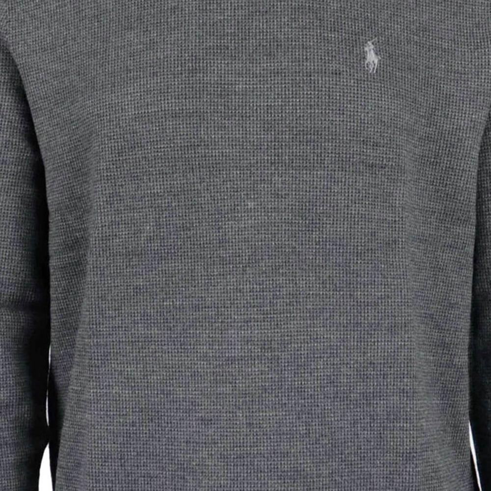 Polo Ralph Lauren FW23 Pony Logo Embroidered Crew Neck Long Sleeve Knit Sweater Men Sweater Gray MNPOSWE16820518-020