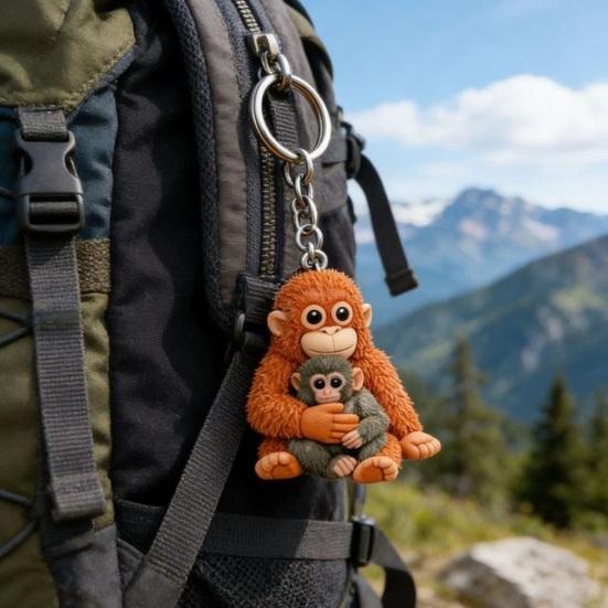 Keychain Pendant Protect Punch The Monkey Key Chain Bag Backpack Car Charm Small Keyring Mini Accessory
