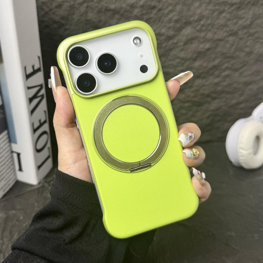iPhone 13–17 Pro Max Magnetic Rotating Stand Frameless Protective Case