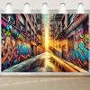 1 urban graffiti street scene background fabric, multi-functional and reusable polyester fiber, suitable for all seasons