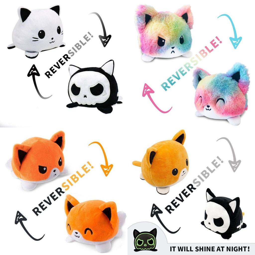 Dwustronny Pluszowy Kotek, Miękka i Urocza Lalka Zwierzątko dla Dzieci, Prezent