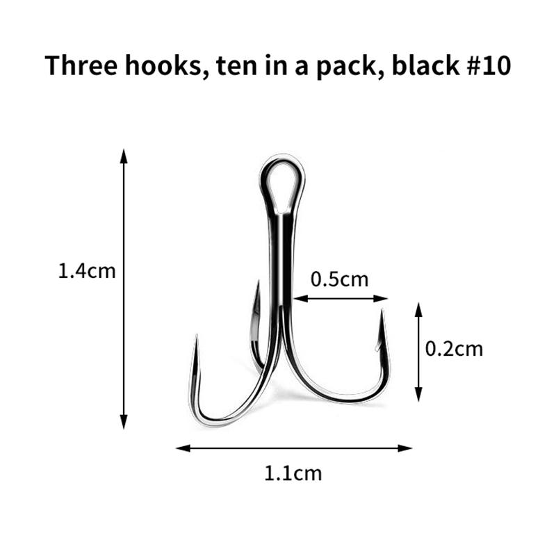 10pcs Sanben Hooks Lua Hooks Anchor Fishing Hooks Sea Fishing Hooks Triple Claw Anchor Hooks Silver Black Fishing Hooks 2#4#6#8#
