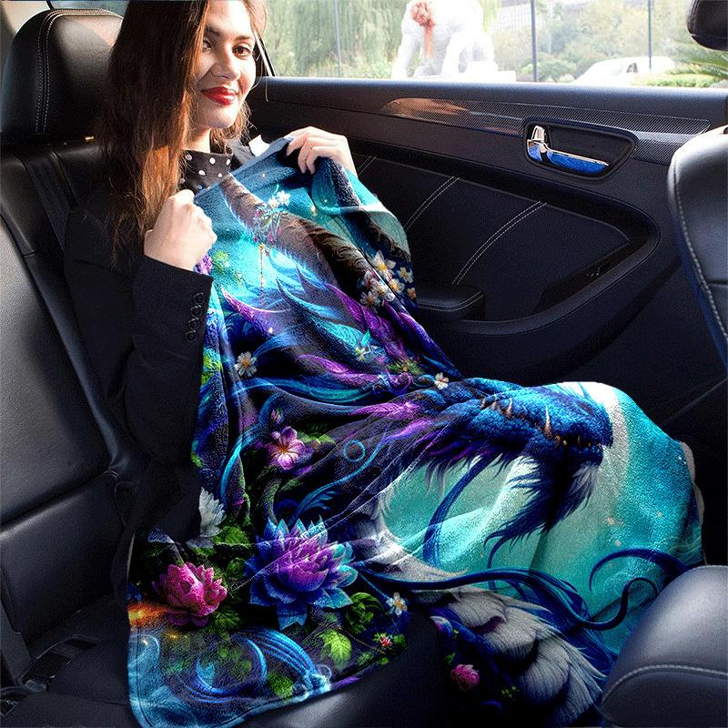 1pc Dragon Printing Lightweight Flannel Blanket, Comfortable and Warm Blanket, for Camping Sofa Bed and Couch Office, Gift