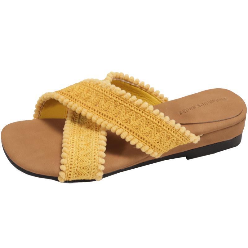 French skirt with non-slip slope heel thick bottom one-word slippers women's 2025 new outer wear summer heightening French cool slippers