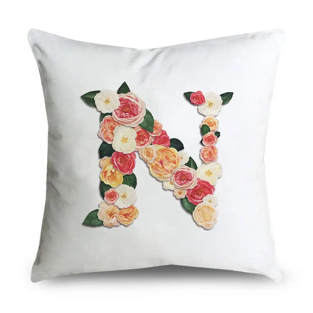 Pillow Home Decor Chair Pillowcase Wedding Decoration Cushion Cover Pink Flower Letter Sofa Car