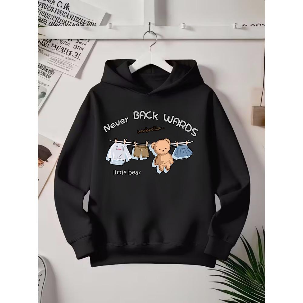 A Single-Piece Cartoon Printed Hooded Sweatshirt For Girls In Autumn