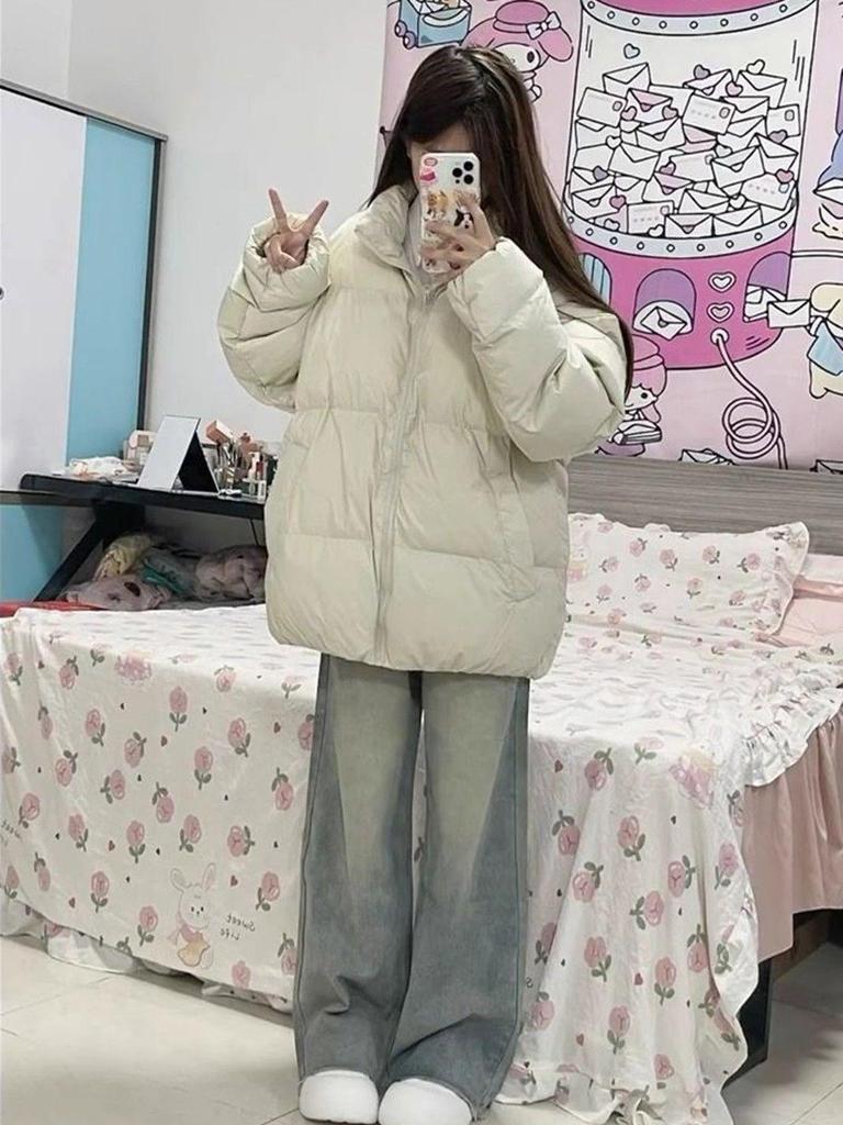 Women's Autumn/Winter Casual Loose Fit Stand Collar Down Jacket