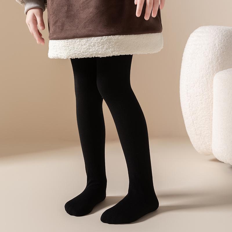 

Новые осенние леггинсы из флиса с начесом для девочек - Теплые, универсальные, однотонные колготки для детей XL/105-120cm