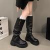 Vintage British Style Thick Heel Platform Boots Women's 2025 New Autumn and Winter Thin Boots Knight Boots