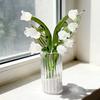 Mini Glass Lily of The Valley Flower Figurine Handmade Faux Crystal Small Flower Bouquet Collectible Ornaments for Mother's Day Birthday Valentines