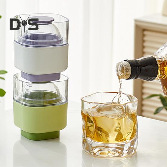 Kugelförmige Eisform aus Silikon, leicht zu lösen, runde Eishockeyform mit Deckel, langsam schmelzende kugelförmige Eisbereiter für Whisky, Cocktails und Bourbon