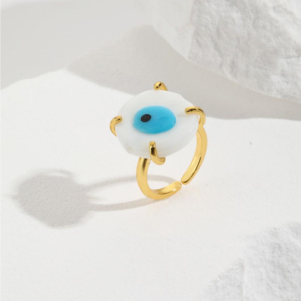 Original Design Runder Türkischer Böser Blick Offener Ring für Damen - Bunte Murano Glas Augen Fingerring.