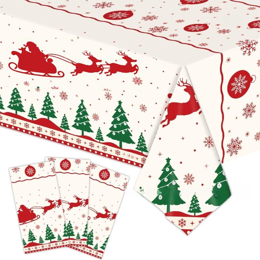 Plastic Christmas Tablecloth Bronzing Table Cover Natal Disposable Tablecloths  Home Decoration