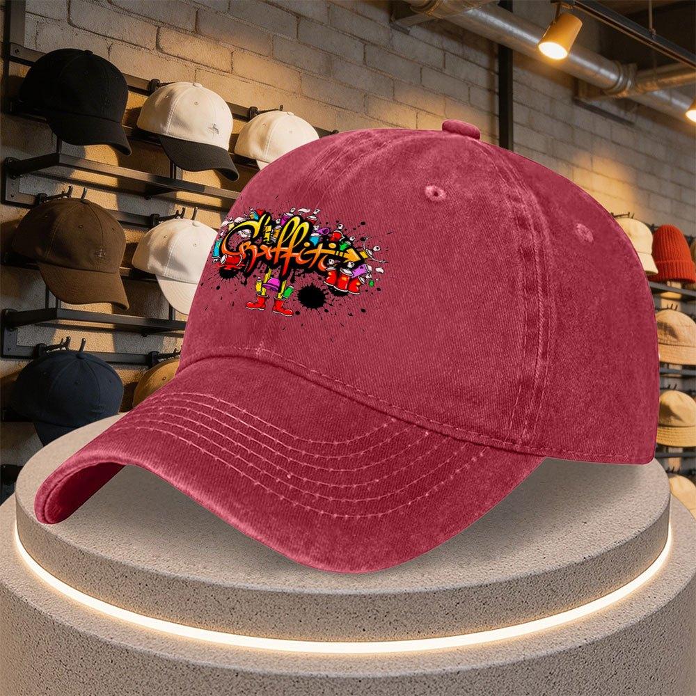 Graffiti Spray Paint Printed Duckbill Baseball Cap Adjustable Casual Hat for Parties Outdoor Sports Daily Wear