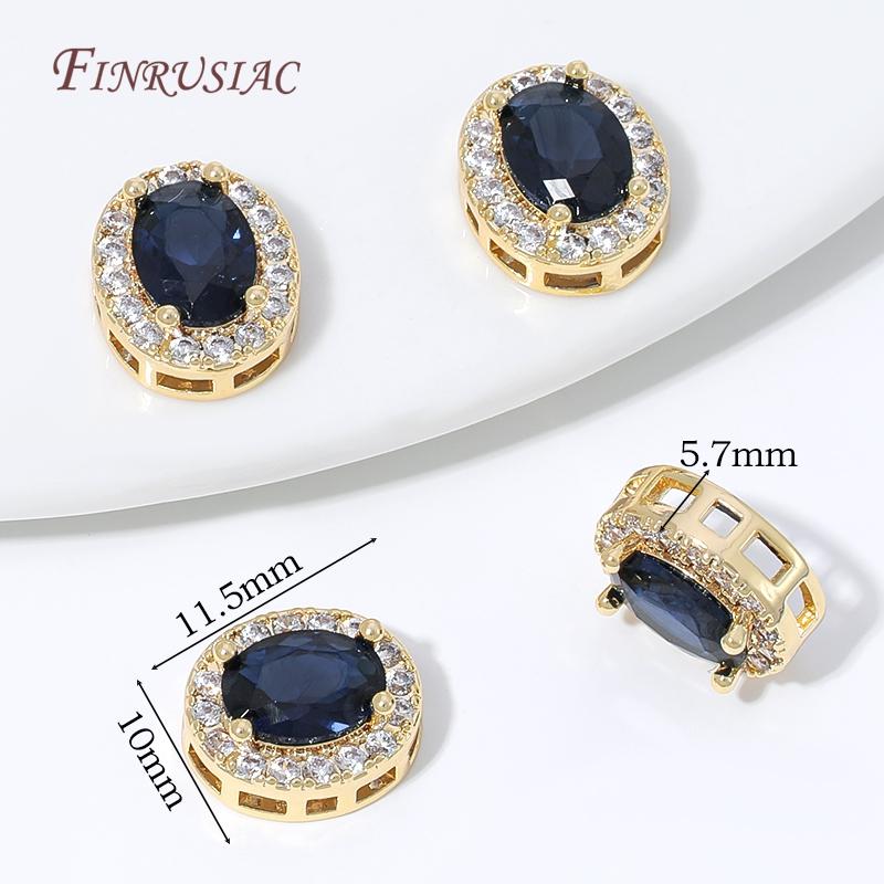 18K Gold Plated Oval CZ Spacer Beads,Multicolor Crystal Beads,Halo Setting Beads For DIY Bracelet Necklace Making Findings 1 piece