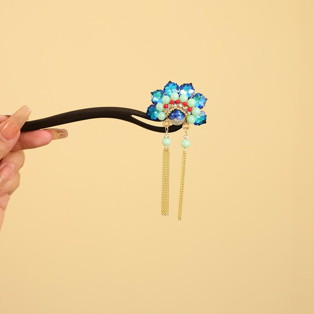 Red Wooden Hair Stick Tassel Hanfu Hairpin Classical New Chinese Style Hair Clip  Bridal