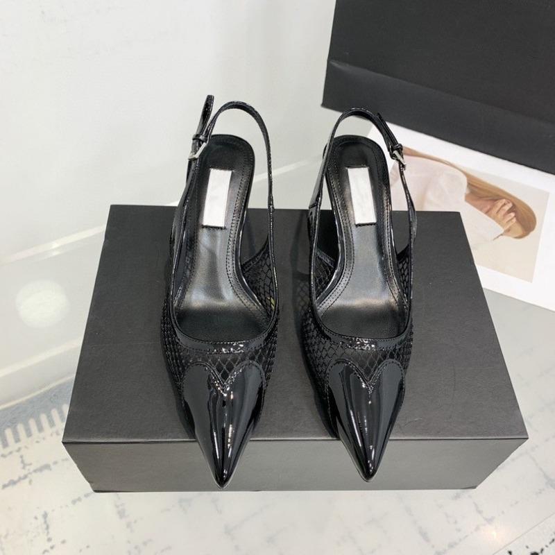 Fashion Summer New Fashion Heart-shaped Pointed Head High Heels After Empty Mesh Baotou Sandals Female Party Pumps