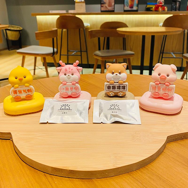 Resin Adorable Pig Aromatherapy Statue Perfect For Office Car And Home Decoration