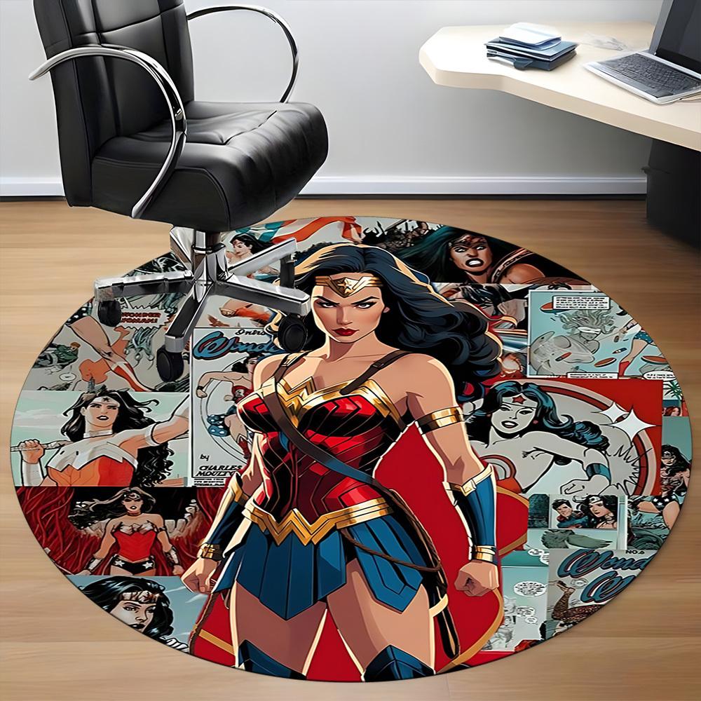 1pc Wonder Woman Comic Office Round Area Rug, Under Office Chairs Bedroom Living Room Home Decor, Room Deco, Available In Various Sizes