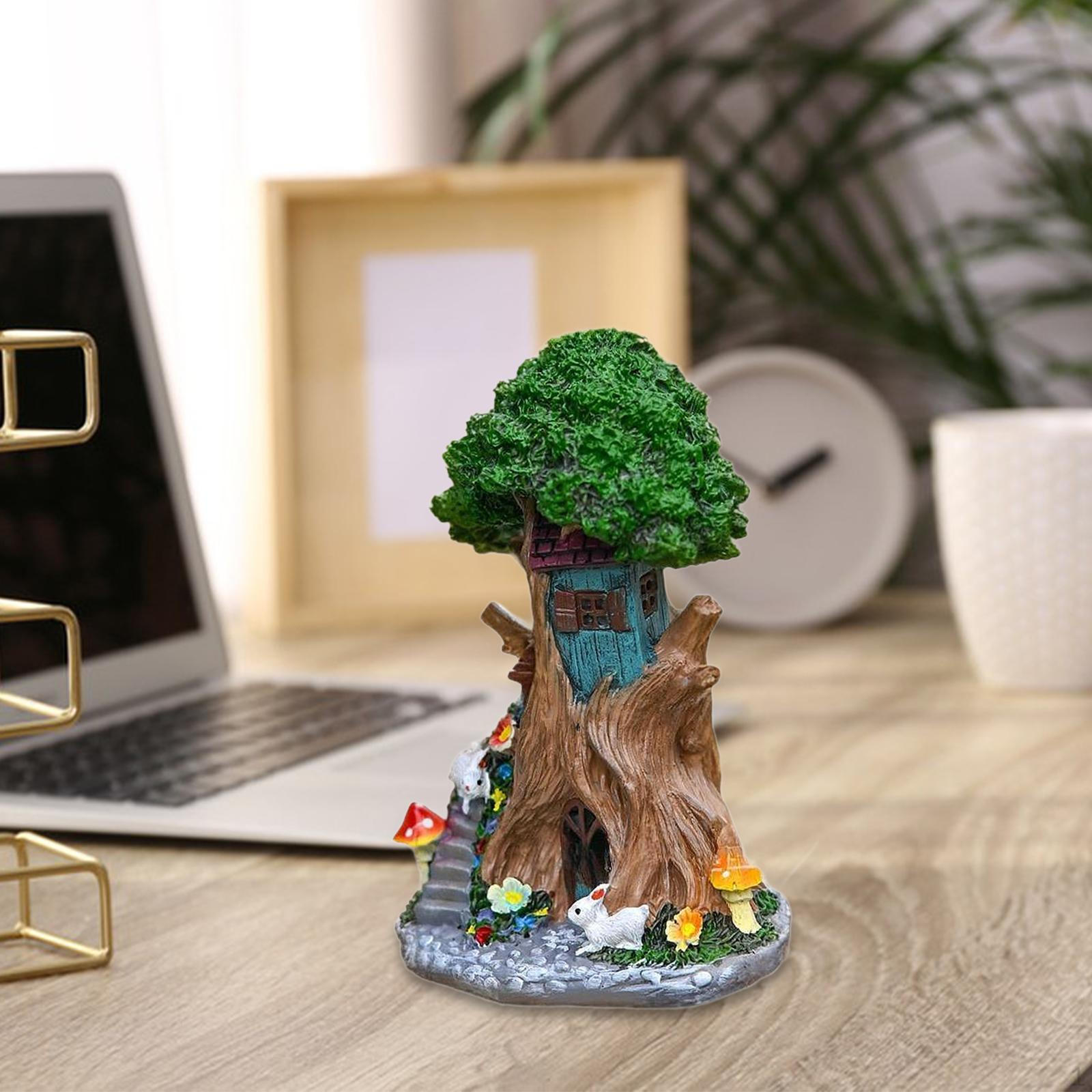 

Fairy Tree House Statue,Lawn Ornament,Resin,Outdoor Garden Statue for Outside Indoor Outdoor Art