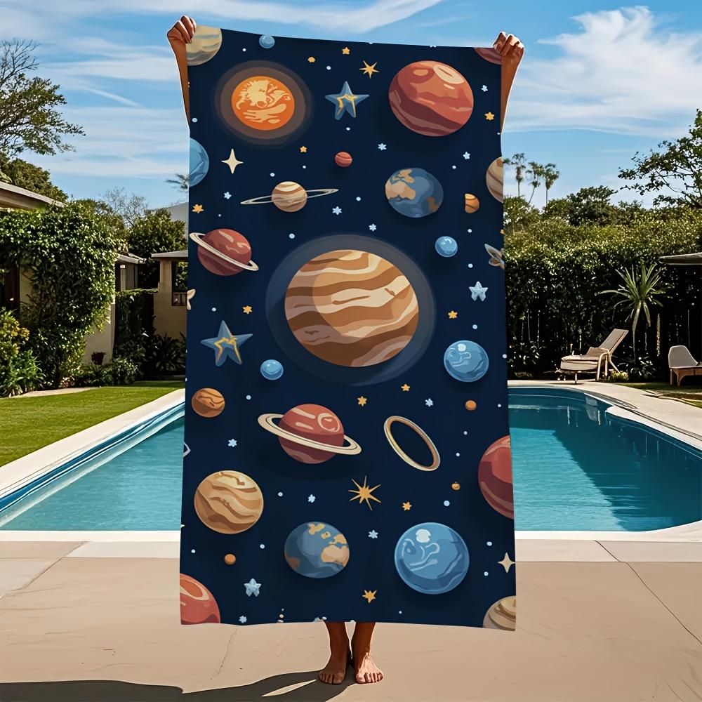 

Solar System High-Quality Beach Towel, 2D Flat Printing Microfiber Good Travel Companion for Surfing Camping W30*H60(CM)