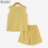 ZANZEA Women Casual Embroidery Floral Tank Tops and Shorts Summer Two Piece Suit Sets