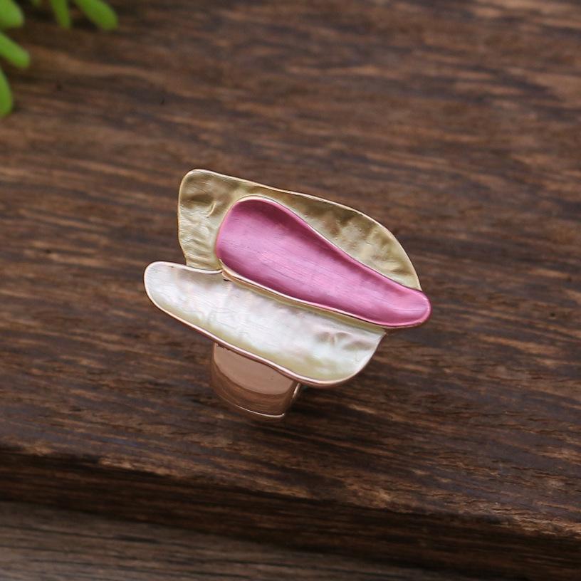 Enamel Geometric Elastic Ring Exaggerated Personality Styling Women's High-end Alloy Ring