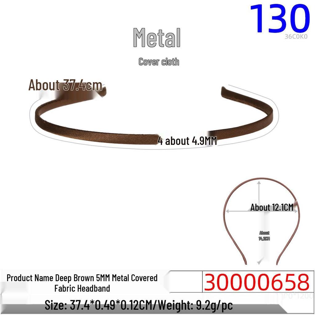 Children's 5mm Rainbow Fabric-Covered Metal Headband for DIY Jewelry