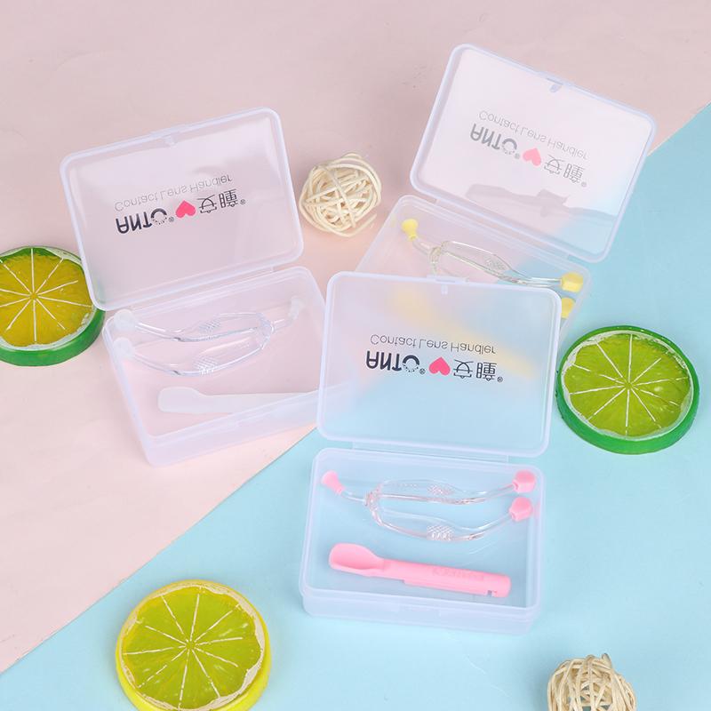 Eyecare Contact Lenses Inserter Remover Silicone Soft Tip Tweezer Stick Case Set