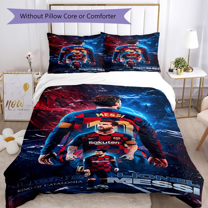 Set Biancheria da Letto Messi Copripiumino Traspirante con Federe Biancheria da Letto Decorativa per Camera da Letto Decorazione Casa Regalo di Compleanno