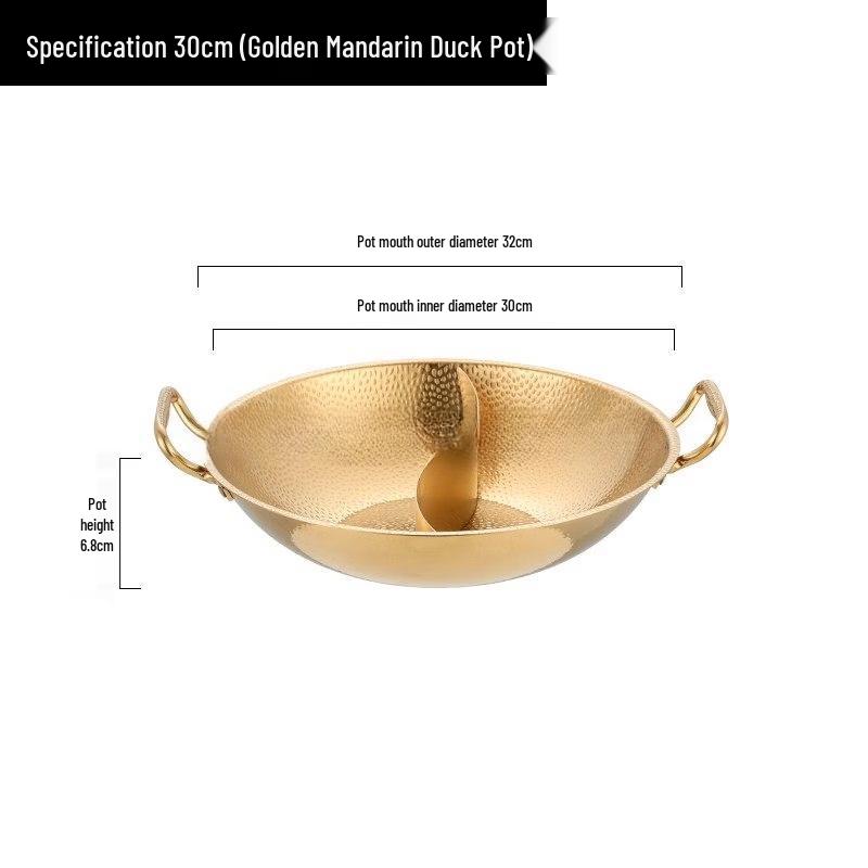 Yuzhuxun 30cm Commercial Induction Divided Hot Pot (Gold)