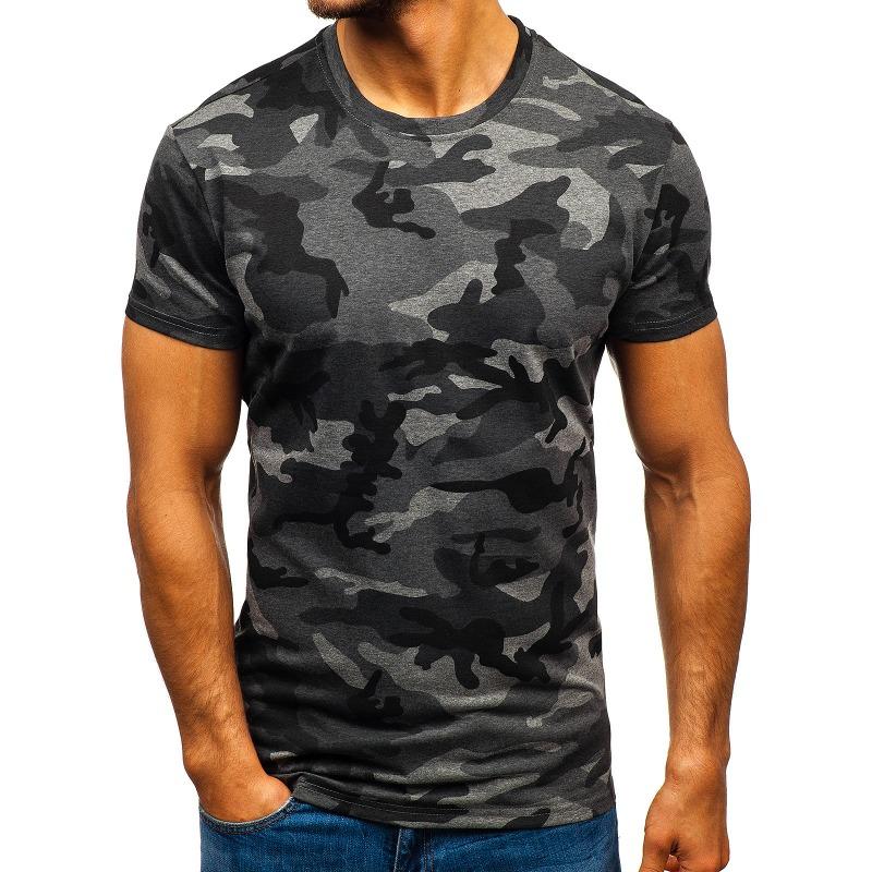 Summer Men's Short Sleeved T-shirt with Digital Printing Camouflage Round Neck Casual Short Sleeved 3D T-shirt