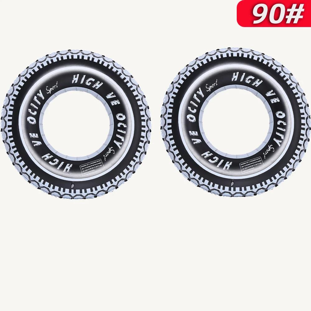2Pcs Tire Pattern Pool Floating Rings Leakproof Inflatable Swim Ring Blow Up Swim Tube Swimming Rings Floaties for Kids Adults