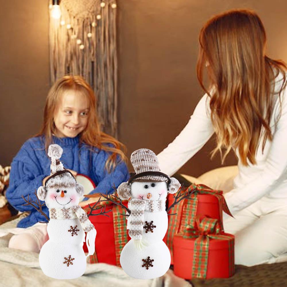 Cute Christmas Short Hat Snowman Doll Reusable Snowman Doll Desktop Ornaments  Living Room