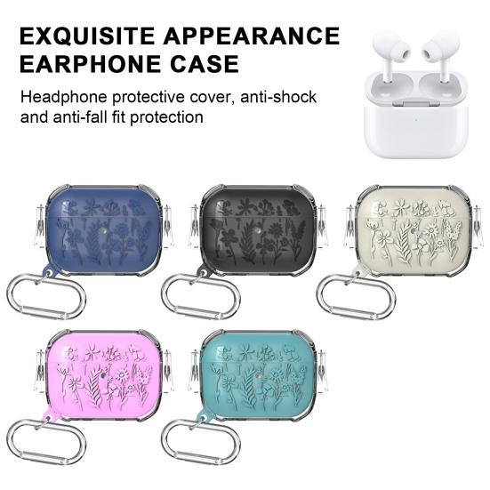 

1 комплект чехла для наушников с цветочным принтом, Bluetooth-совместимые наушники, защитный чехол с пряжкой для Airpods Pro/Pro 2 фиолетовый