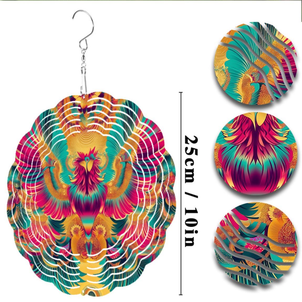 

10-дюймовый металлический ветряной спиннер с вращающимся на 360 градусов крючком, дизайн павлина для декора сада, патио, балкона на открытом воздухе, батарейки не требуются, подарок 01A