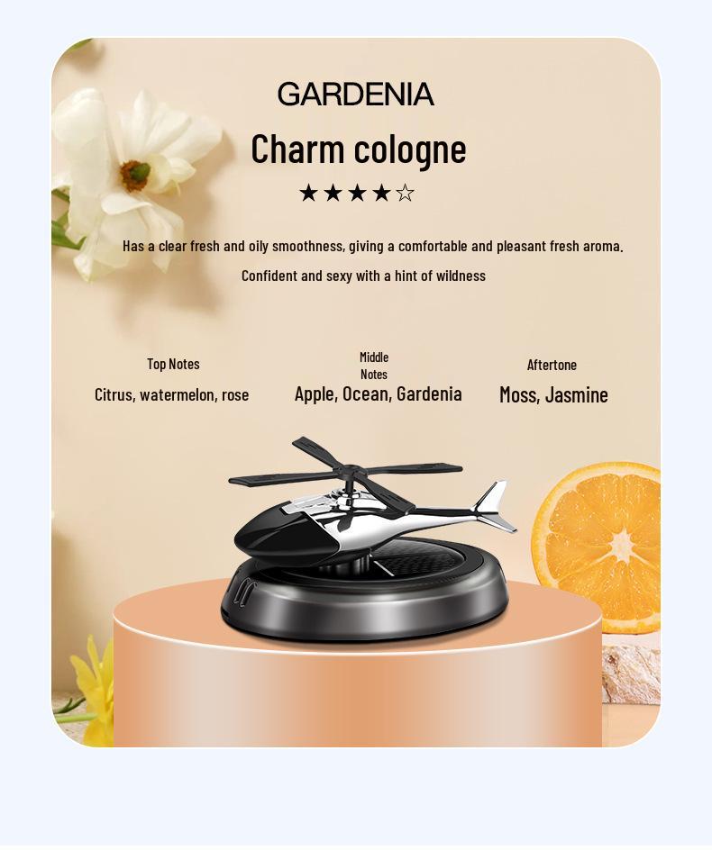 Solar-Powered Rotating Airplane Car Air Freshener - Gardenia Scent
