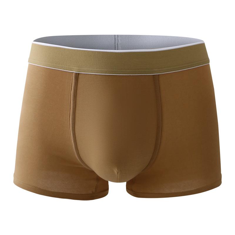 Men's Spring and Summer New Solid Color 10A Antibacterial Mid Waist Flat Angle Underwear