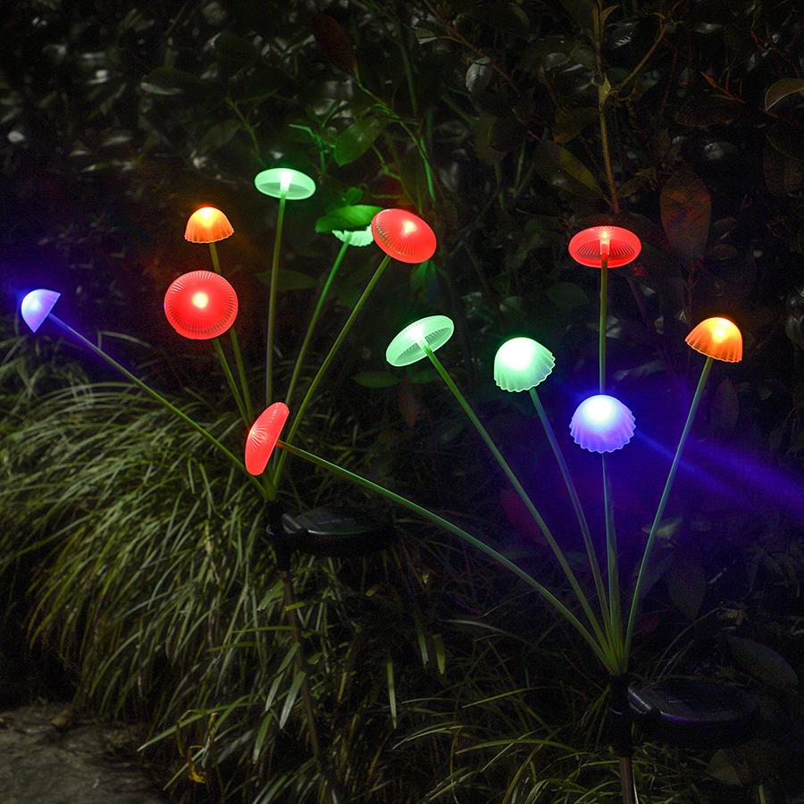 LED Solar Jellyfish Lamp Silicone Mushroom Ground Plug Lamp Outdoor Garden Courtyard Atmosphere Decoration Lawn Lamp
