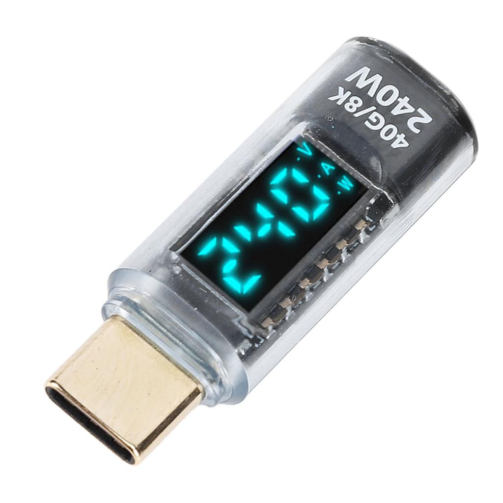 USB C Adapter Power Meter Tester PD 240W 8k 60Hz 40Gbps Transfer USB C Male to Female Extension Adapter with Digital